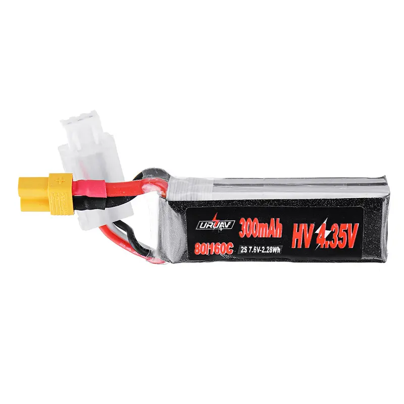 Uruav 7.6V 300Mah 80C/160C 2S Hv 4.35V Lipo Battery Xt30 Plug For Betafpv Whoop Quadcopter 1