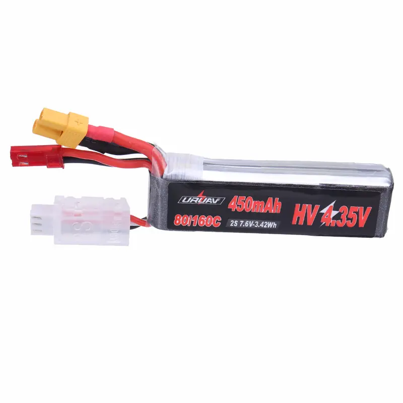 Uruav 7.6V 450Mah 80C/160C 2S Hv 4.35V Lipo Battery Xt30 Plug For Fpv Racing Drone 1