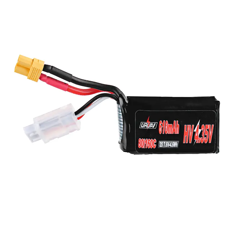 Uruav 7.6V 610Mah 80C/160C 2S Lipo Battery Xt30 Plug For Rc Model 1