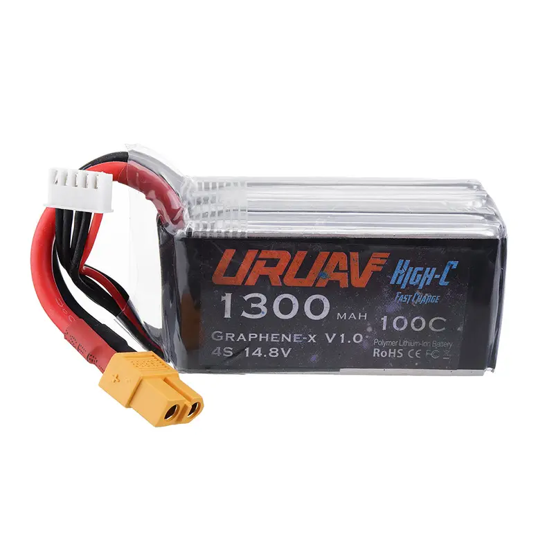 Uruav Graphene-X V1.0 4S 14.8V 1300Mah 100C Fast Charge Lipo Battery Xt60 Plug For Rc Drone Fpv Racing 1