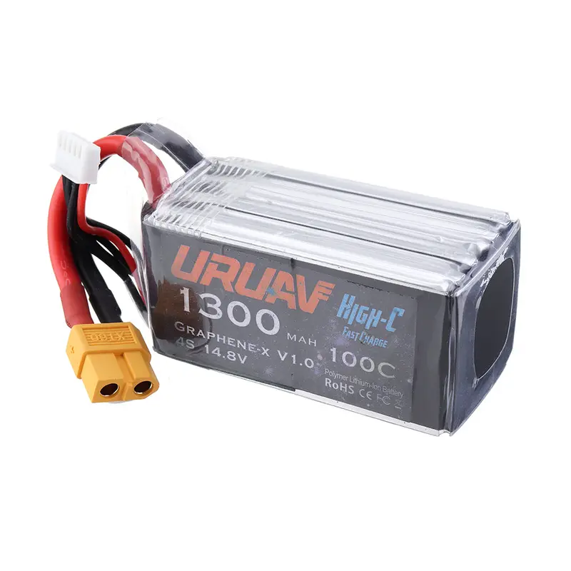 Uruav Graphene-X V1.0 4S 14.8V 1300Mah 100C Fast Charge Lipo Battery Xt60 Plug For Rc Drone Fpv Racing 2