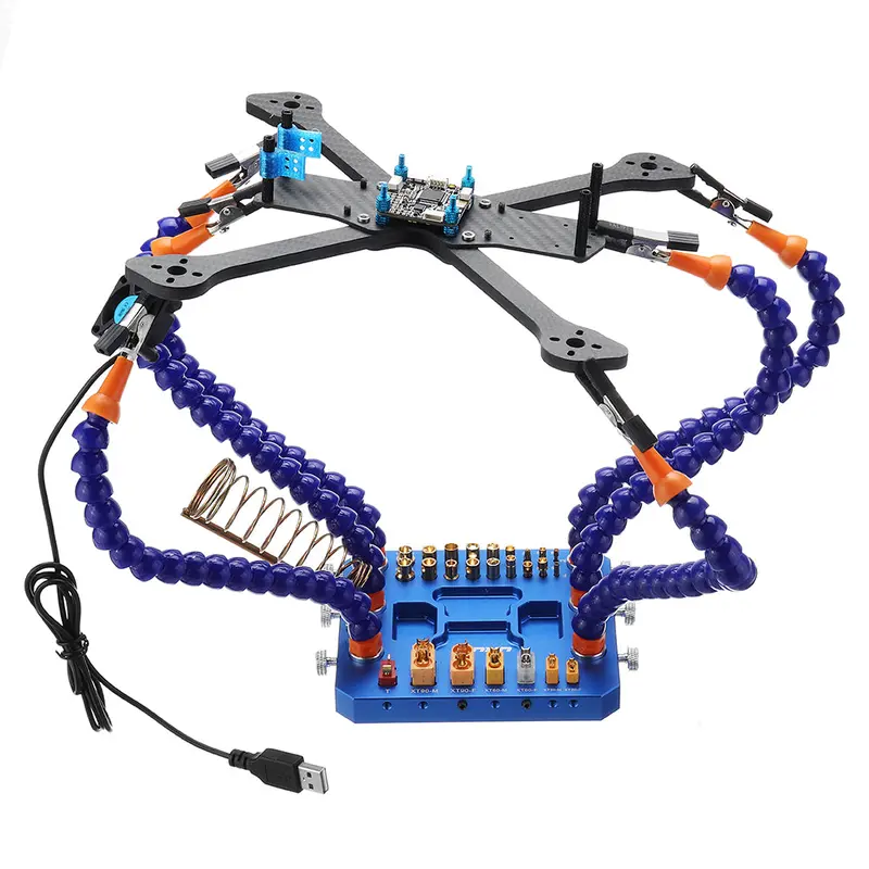 Uruav Tophand Six Arm Soldering Station Multi-Functional Tool W/ Usb Fan Xt30 Xt60 Plug Pad For Rc Drone 1