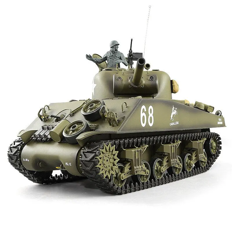 Us Main Mattle Tank Model Toy 1:16 2.4G Simulation Sound Turret Rotation Smoke Launch Bullet M4a3 Kids Remote Control Rc Tank 1