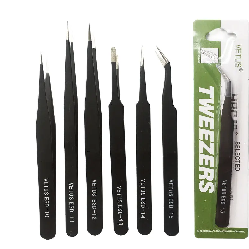 Vetus Esd10-15 Anti-Static Stainless Steel Tweezer Set For Rc Helicopter Repair Tools Kit 1