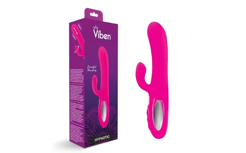 Viben Hypnotic Thrusting Rabbit Vibe W Swinging Clit Stim Hot Pink. 1