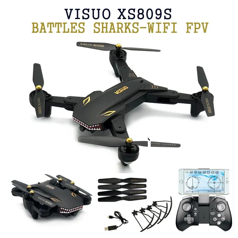 Visuo Xs809s Battles Sharks Wifi Fpv Wide Angle Camera Foldable Rc Drone Quadcopter Vs Visuo Xs809hw Sx812 Sg106 906 M69 M70 1
