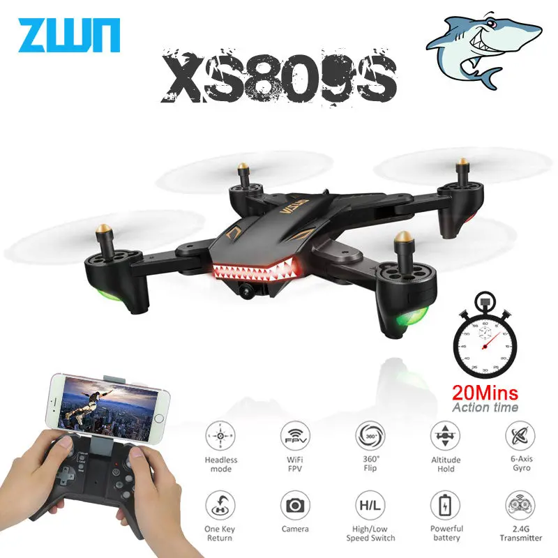 Visuo Xs809s Xs809hw Foldable Selfie Drone With Wide Angle 0.3Mp/2Mp Hd Camera Quadcopter Wifi Fpv Rc Helicopter Mini Dron 1