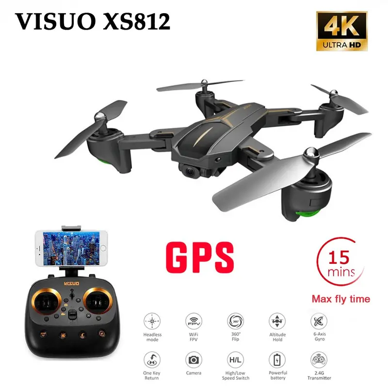 Visuo Xs812 Gps 5G Wifi Fpv With 4K Fhd Camera 15Mins Flight Time Foldable Rc Drone Quadcopter Rtf Kids Birth Gift 1