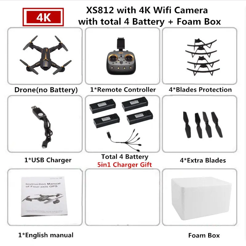 Visuo Xs812 Gps Drone With 4K Camera 5G Fpv Rc Helicopter Altitude Hold Quadcopter Follow Me Quadrocopter Vs Sjrc Z5 F11 Dron 10