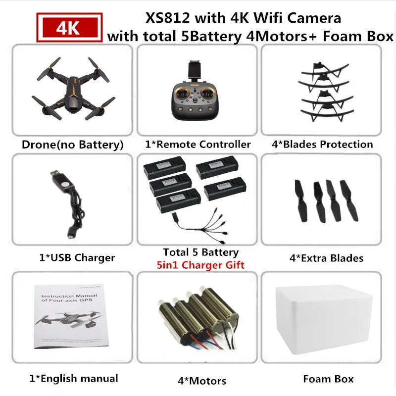 Visuo Xs812 Gps Drone With 4K Camera 5G Fpv Rc Helicopter Altitude Hold Quadcopter Follow Me Quadrocopter Vs Sjrc Z5 F11 Dron 12