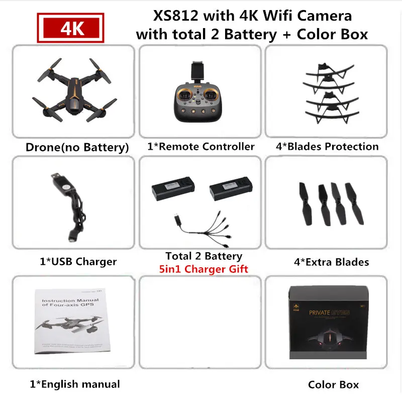 Visuo Xs812 Gps Drone With 4K Camera 5G Fpv Rc Helicopter Altitude Hold Quadcopter Follow Me Quadrocopter Vs Sjrc Z5 F11 Dron 14