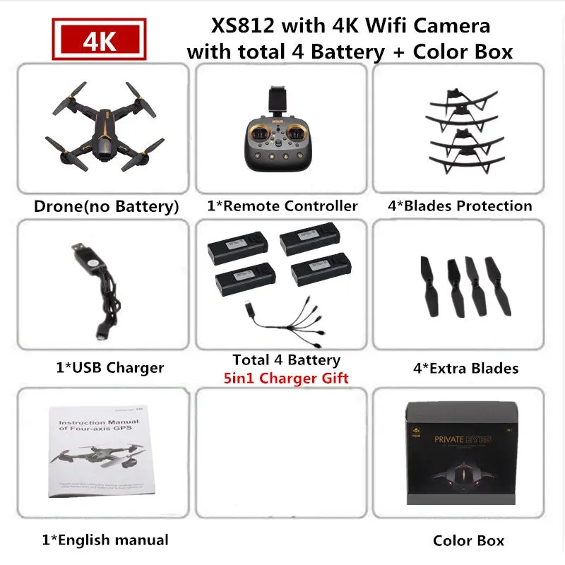 Visuo Xs812 Gps Drone With 4K Camera 5G Fpv Rc Helicopter Altitude Hold Quadcopter Follow Me Quadrocopter Vs Sjrc Z5 F11 Dron 16
