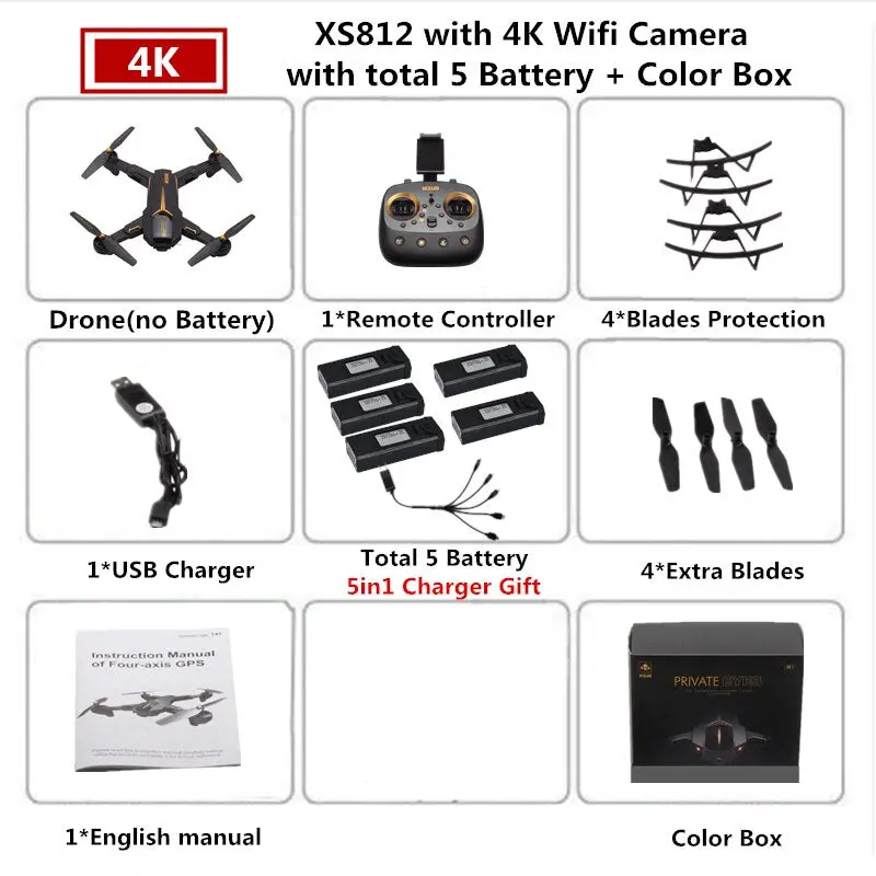 Visuo Xs812 Gps Drone With 4K Camera 5G Fpv Rc Helicopter Altitude Hold Quadcopter Follow Me Quadrocopter Vs Sjrc Z5 F11 Dron 17