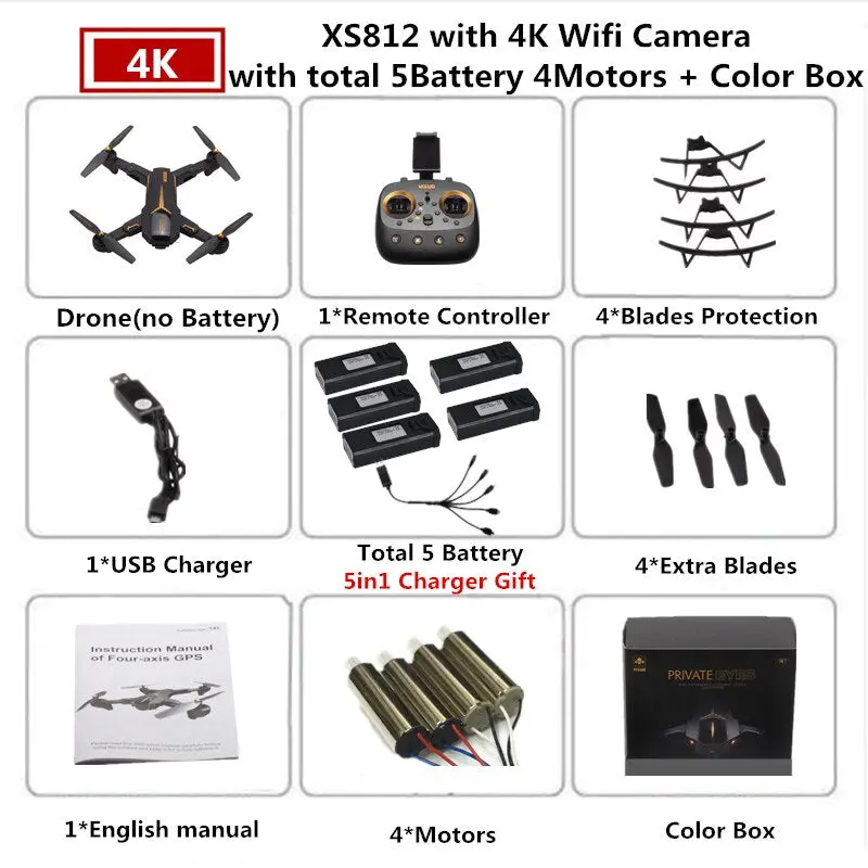 Visuo Xs812 Gps Drone With 4K Camera 5G Fpv Rc Helicopter Altitude Hold Quadcopter Follow Me Quadrocopter Vs Sjrc Z5 F11 Dron 18