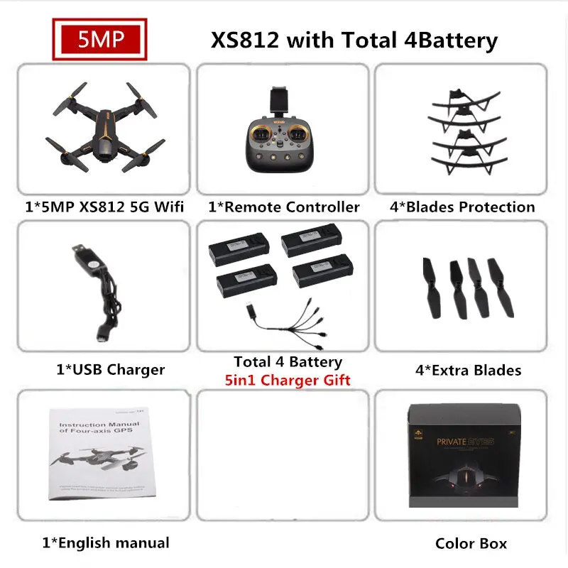 Visuo Xs812 Gps Drone With 4K Camera 5G Fpv Rc Helicopter Altitude Hold Quadcopter Follow Me Quadrocopter Vs Sjrc Z5 F11 Dron 22