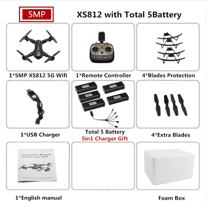 Visuo Xs812 Gps Drone With 4K Camera 5G Fpv Rc Helicopter Altitude Hold Quadcopter Follow Me Quadrocopter Vs Sjrc Z5 F11 Dron 23