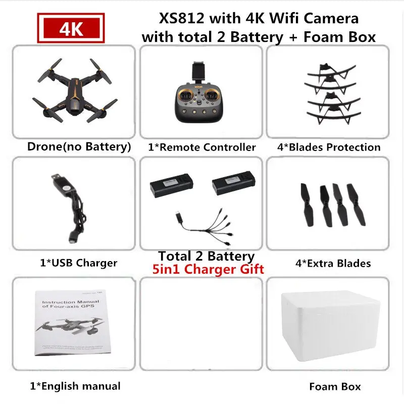 Visuo Xs812 Gps Drone With 4K Camera 5G Fpv Rc Helicopter Altitude Hold Quadcopter Follow Me Quadrocopter Vs Sjrc Z5 F11 Dron 8