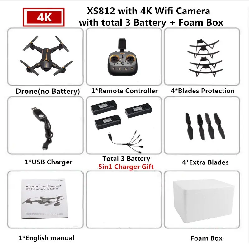 Visuo Xs812 Gps Drone With 4K Camera 5G Fpv Rc Helicopter Altitude Hold Quadcopter Follow Me Quadrocopter Vs Sjrc Z5 F11 Dron 9