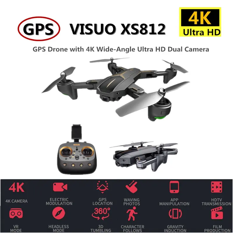 Visuo Xs812 Rc Gps Drone With 4K Hd Camera 5G Wifi Altitude Hold Rc Drone Gps Quadcopter Rc Helicopter Vs Sg900-S Sjrc Z5 Dron 1