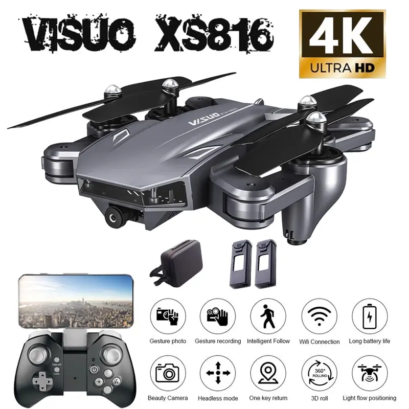 Visuo Xs816 4K Camera Drone With Camera Hd Wifi Fpv Dual Optical Flow Foldable Selfie Dron Gesture Shooting Rc Quadcopter 1