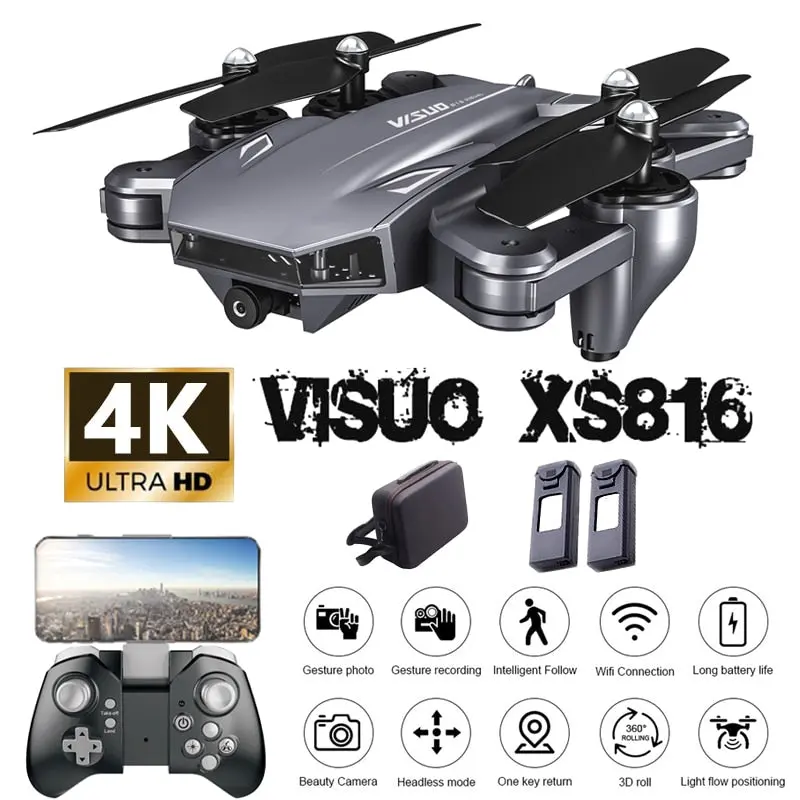Visuo Xs816 Drone 4K With Camera Hd Helicopter Wifi Fpv Optical Flow Positioning Foldable Dual Camera Selfie Drone Rc Quadcopter 1