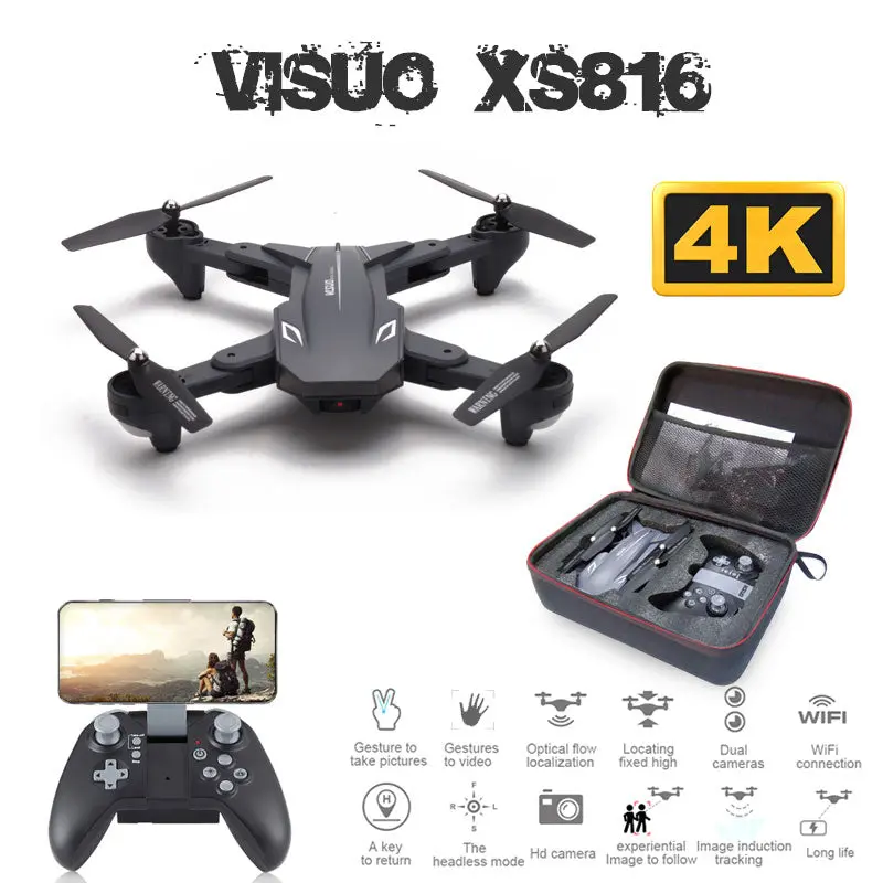 Visuo Xs816 Drone With 50 Times Zoom Wifi Fpv 1080P Or 4K Dual Camera Optical Flow Quadcopter Foldable Selfie Dron Vs Sg106 1