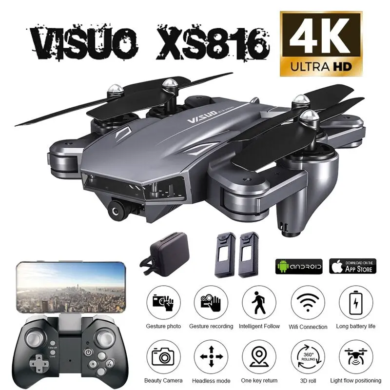 Visuo Xs816 Fpv Drone 4K 20 Minutes Dual Camera Optical Flow Positioning Foldable Selfie Rc Quadcopter With Camera Dron Toys 1