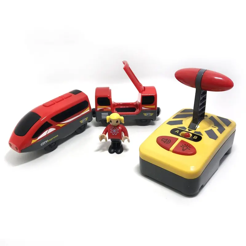 W06 New Remote Control Electric Magnetic Train Compatible With Brio Wooden Track Red Electric Train Children Track Toy 1