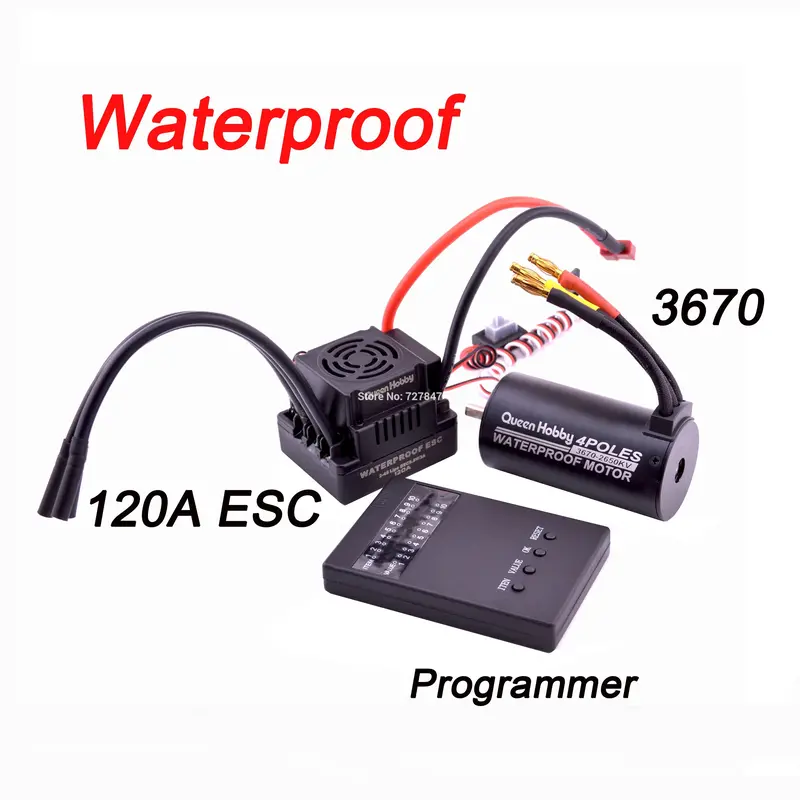 Waterproof 3650 3900Kv / 3660 3300Kv / 3670 2150Kv Brushless Motor 60A 80A 120A Brushless Esc Combo Set For 1/8 1/10 Rc Car 1