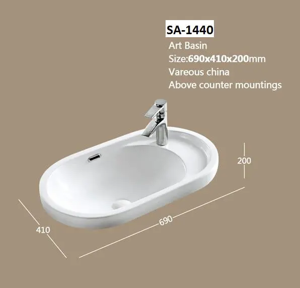 White Ceramic Countertop Basin Sa-1440 1