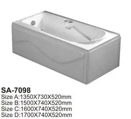 White Fiberglass Bathtub Sa-7098 1