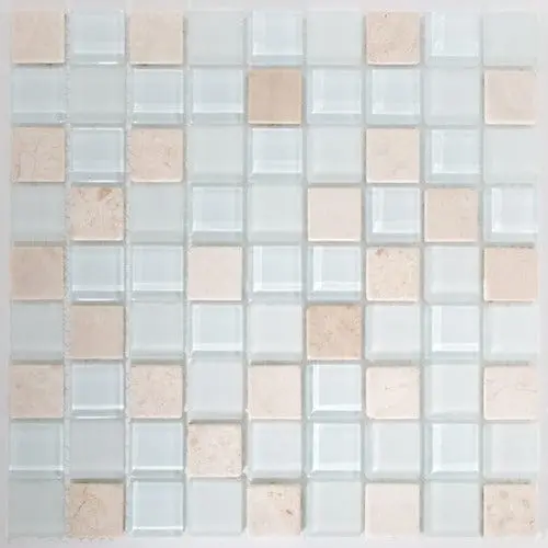 White Mix Mosaic Glass Tile 12"X12" 1