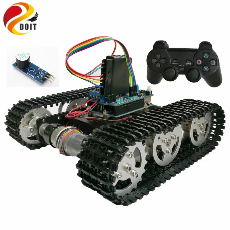 Wireless Control Smart Rc Robot Kit By Ps2 Joystick Tank Car Chassis With Arduino Uno R3 Motor Shield Diy Game Playstation 1