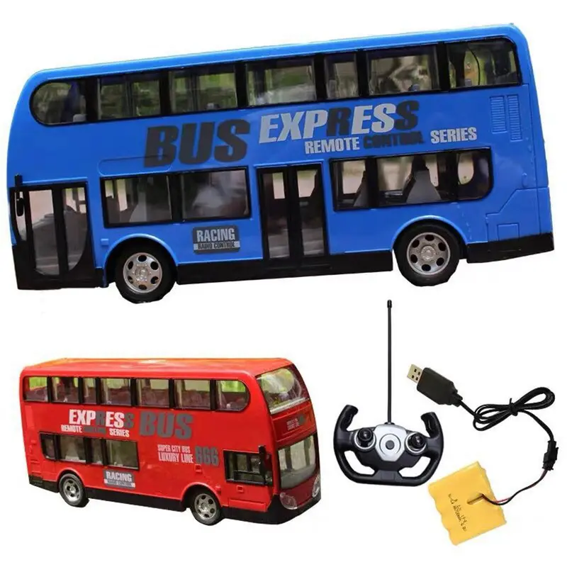 Wireless Remote Control Rc Car Two Layers Electric City Bus Express With Led Light Model 1