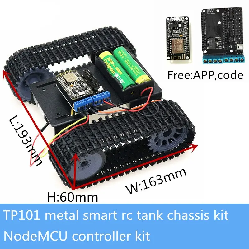 Wireless Wifi Controlled Smart Rc Tank Chassis Tp101 Metal Robotic + Nodemcu Controller Kit 12V Dc Motor Toy Diy For Arduino 1