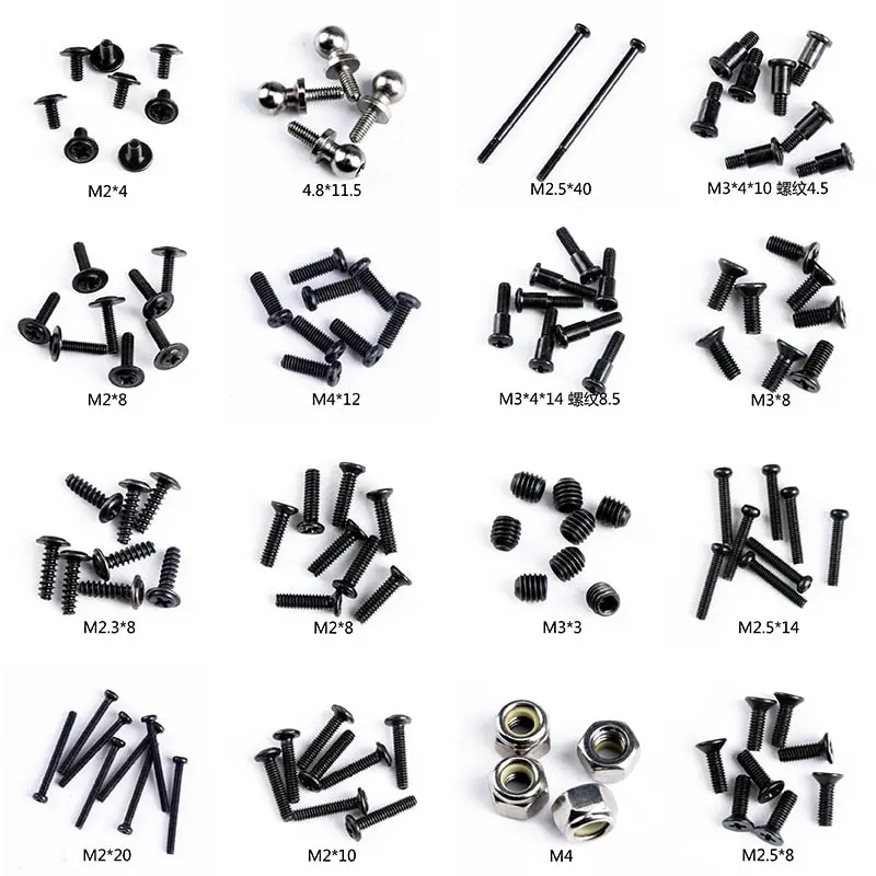 Wltoys 12428 Rc Car Spare Parts Screws Pan Head Screws Flat Head Screws Half Tooth Screw M2 M2.3 M2.5 M3 M4 Screws For Rc Car 1