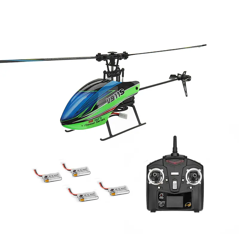Wltoys V911s 2.4G 4Ch 6-Aixs Gyro Flybarless Rc Helicopter Rtf With 4Pcs 3.7V 250Mah Lipo Battery 1