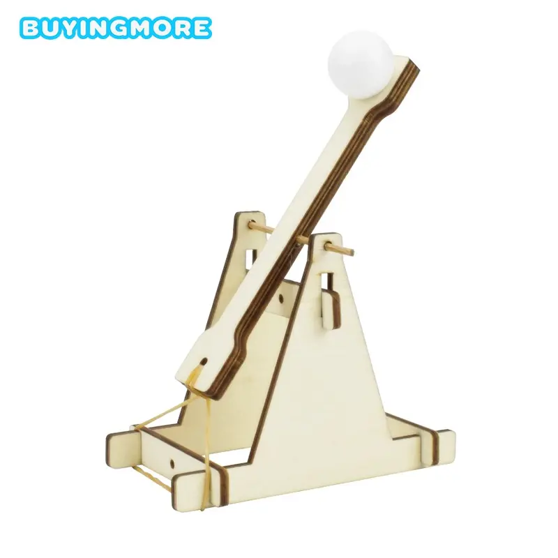 Wooden Catapult Model Kit Diy Trebuchet Educational Science Assembly Building Blocks Toys For Children Physics Experiment Games 1