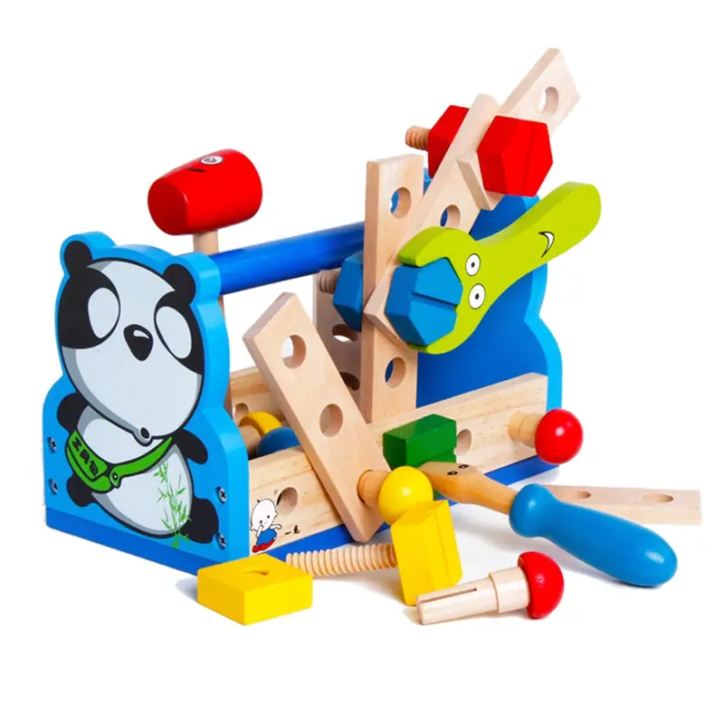 Wooden Construction Screwing Blocks Tool Kit Assembly Toolbox Building Set Detachable Nut For Age 3+ Children Construction Toys 1