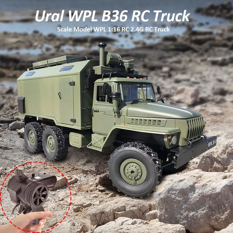 Wpl B36 Ural Truck Scale Model Wpl 1:16 Rc Army Truck 2.4G 6Wd Rc Car Off-Rode Remote Control Military Trucks Rock Crawler 1