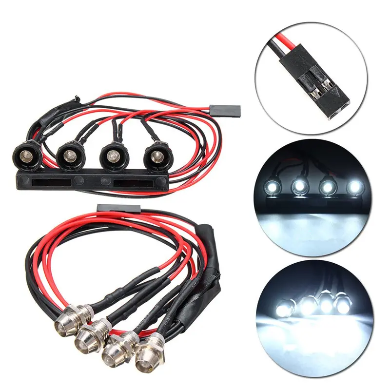 Wpl C14 C24 1/16 2.4G Rc Car Diy Parts 4 White Led Light Headlight Set With Metal Lamp Cup 1
