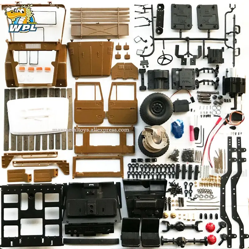 Wpl C44km 1:16 Metal Unassembled Kit With Motor Servo 4Wd Climbing Off-Road Rc Truck Diy Accessories Modified Upgrade Boy Toy 1