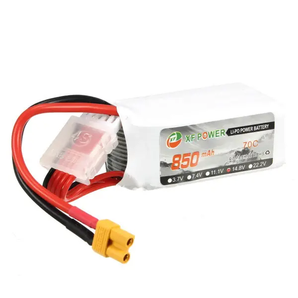 Xf Power 14.8V 850Mah 4S 70C Lipo Battery Xt30 Plug 1