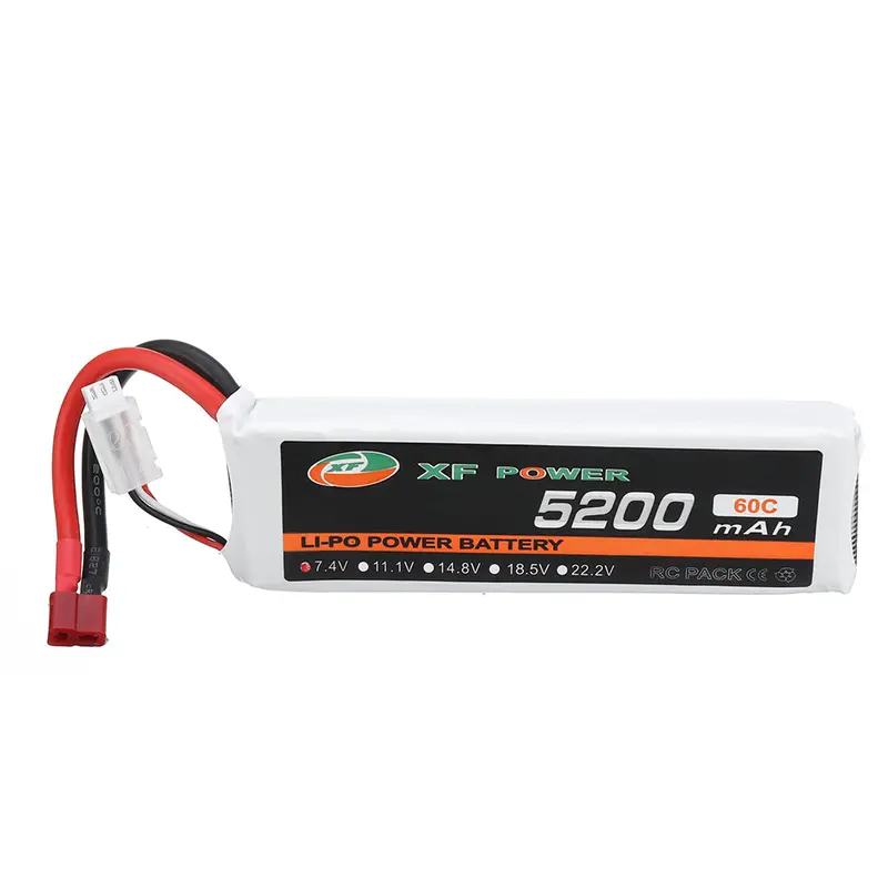 Xf Power 7.4V 5200Mah 60C 2S Lipo Battery T Plug For 1/8 1/10 Rtr Rc Car 1