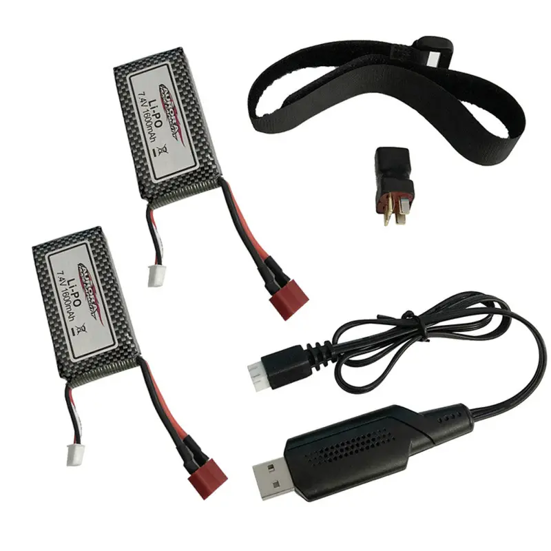 Xinlehong 7.4V 1600Mah 2S Lipo Battery With Bandage Usb Cable For 9125 1/10 Rc Car Spare Parts 1