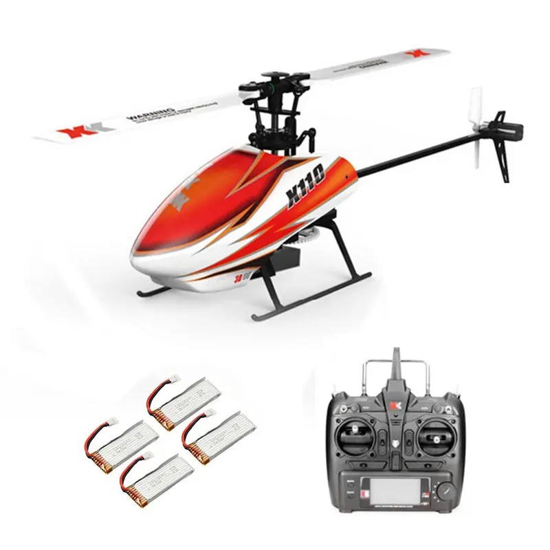 Xk K110 2.4G 6Ch 3D Flybarless Rc Helicopter Rtf Compatible With Fu-Taba S-Fhss With 4Pcs 3.7V 450Mah Lipo Battery 1