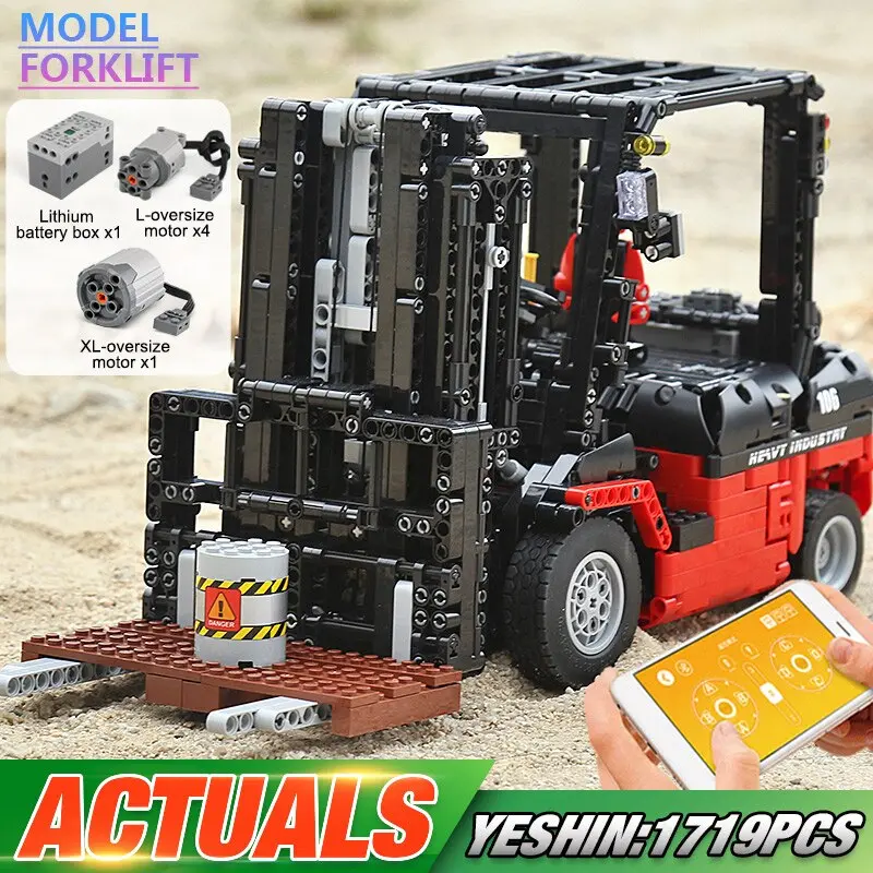 Yeshin Technic Motor Car Toys The Legoing 3681 Forklift Mk Ii Set Assembly Kits Toys Kids Christmas Gifts Building Blocks Bricks 1