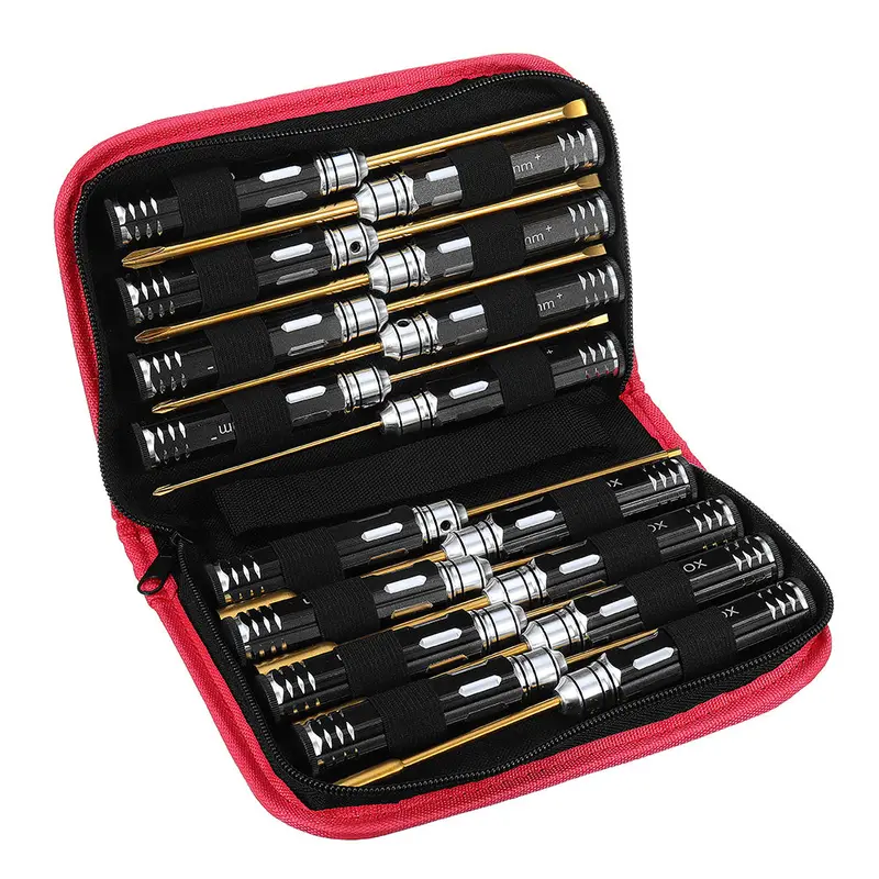 Yunzhong 16Pcs Hex Phillips Screw Nut Flat Screwdriver Tools Box Set With Bag For Rc Model 1