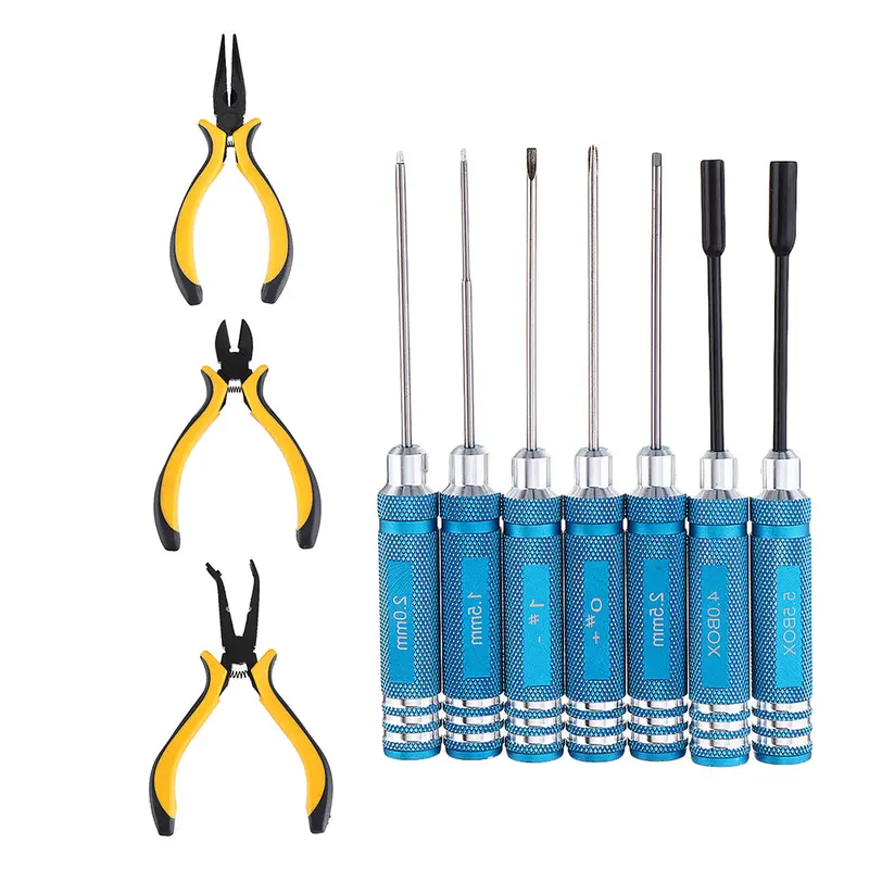 Yunzhong Yz002 10Pcs Slotted Phillips Hex Screwdriver Pilers Tools Box Set 1