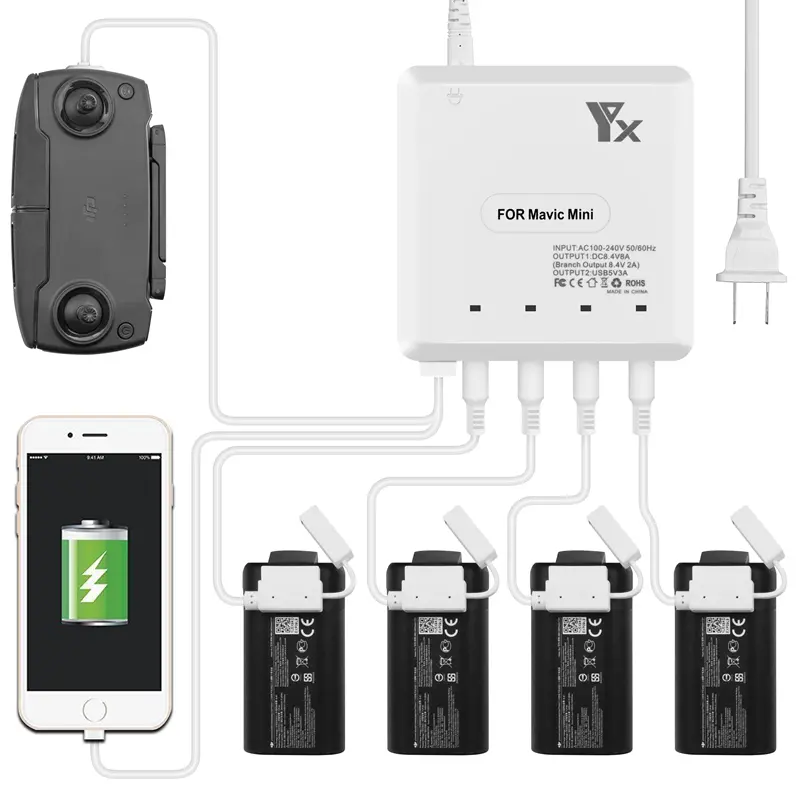 Yx 6-In-1 Multi Charging Hub Intelligent Battery Remote Control Phone Charger For Dji Mavic Mini Rc Drone Quadcopter 1